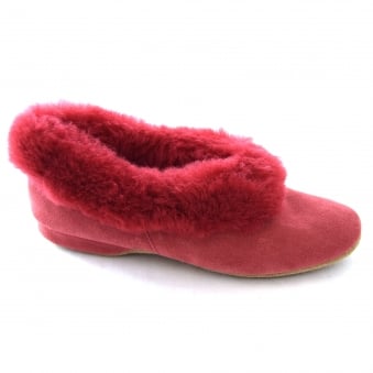 JANE LADIES SUEDE SHEEPSKIN COLLAR SLIPPER