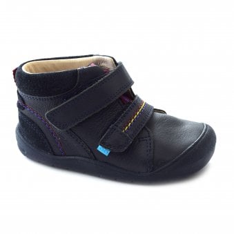 BURST NAVY LEATH CHILDREN'S BOOT