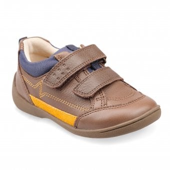ZIGZAG BROWN LEA BOY'S SHOE